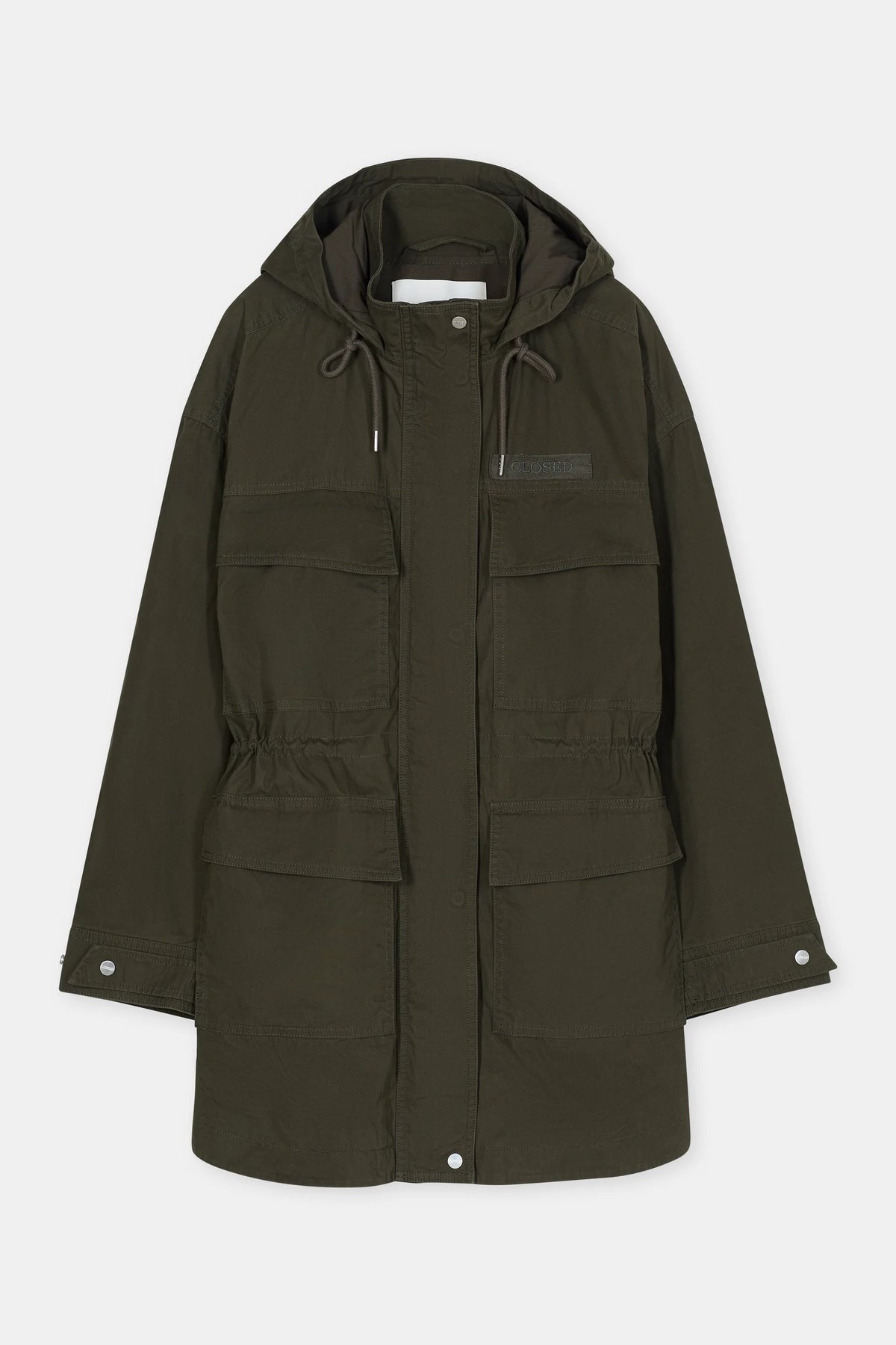 Closed Parka met Kap Dark Olive Green
