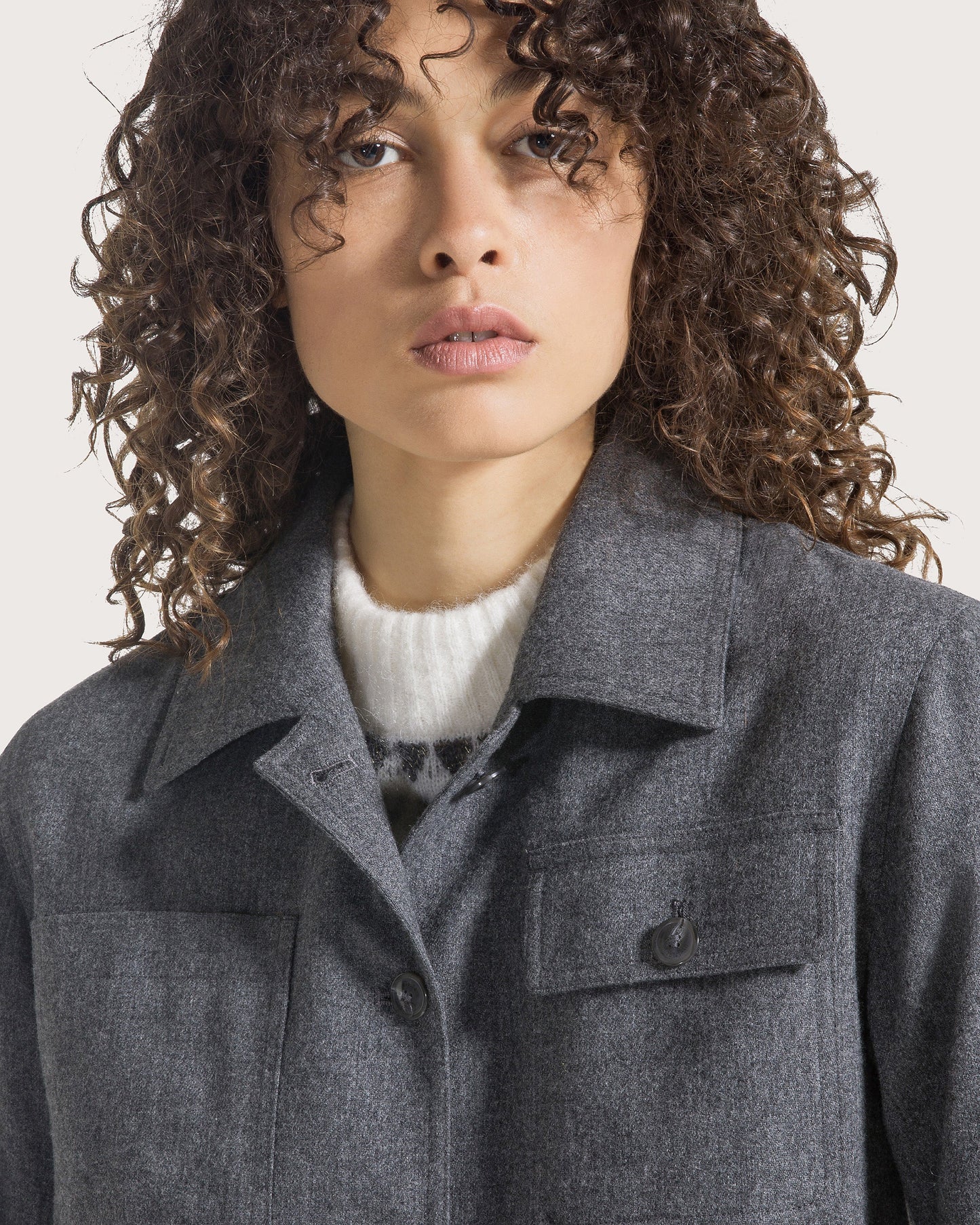 19.70Seventy Jas met Zakken Grijs Flanel