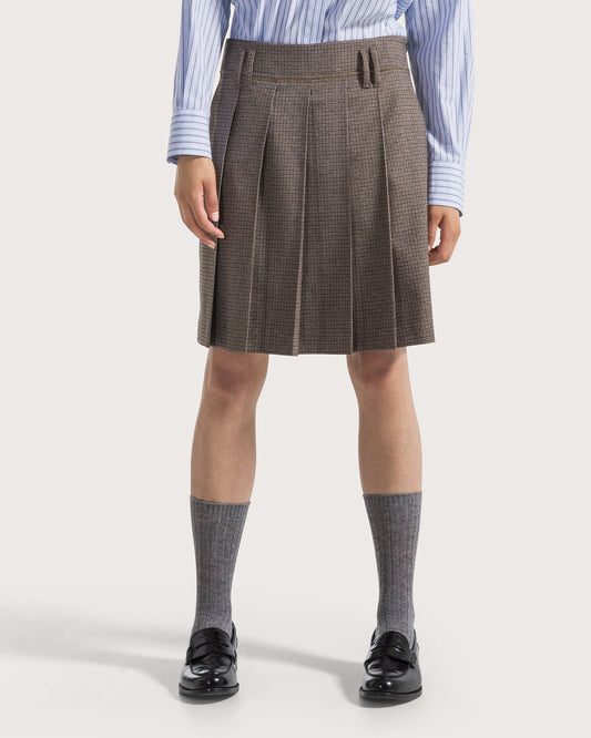 OUTLET 19.70Seventy Rok Kort Pied-de-poule Taupe