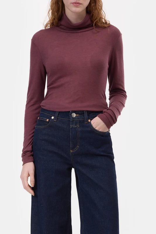 Closed Rolkraag met Lange Mouwen Fijn Bordeaux