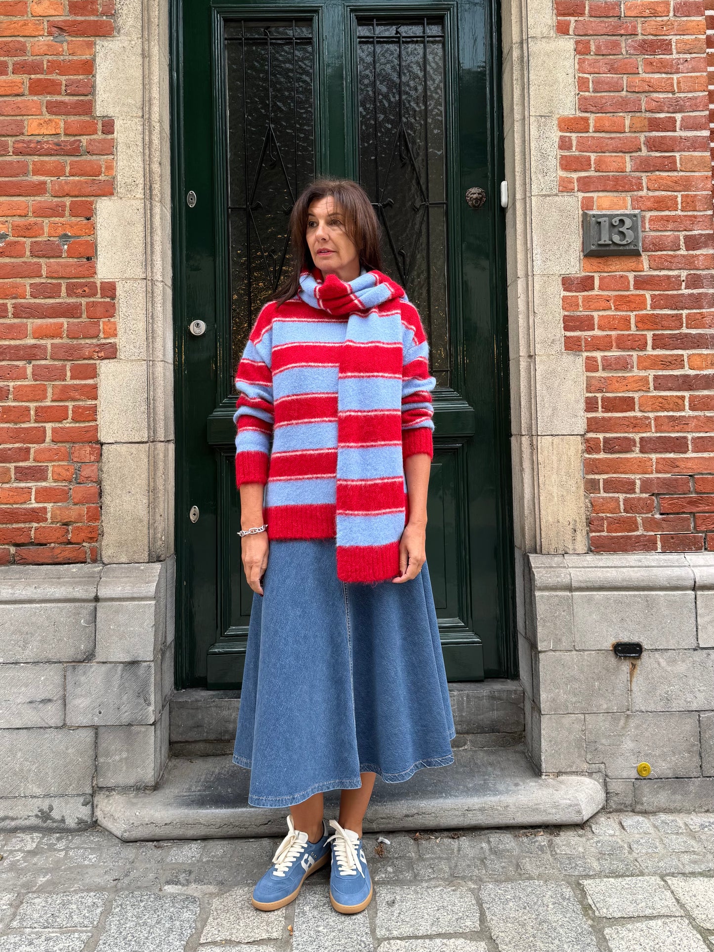 Samsoe Samsoe Sjaal Sajeanne Haute Red Stripe