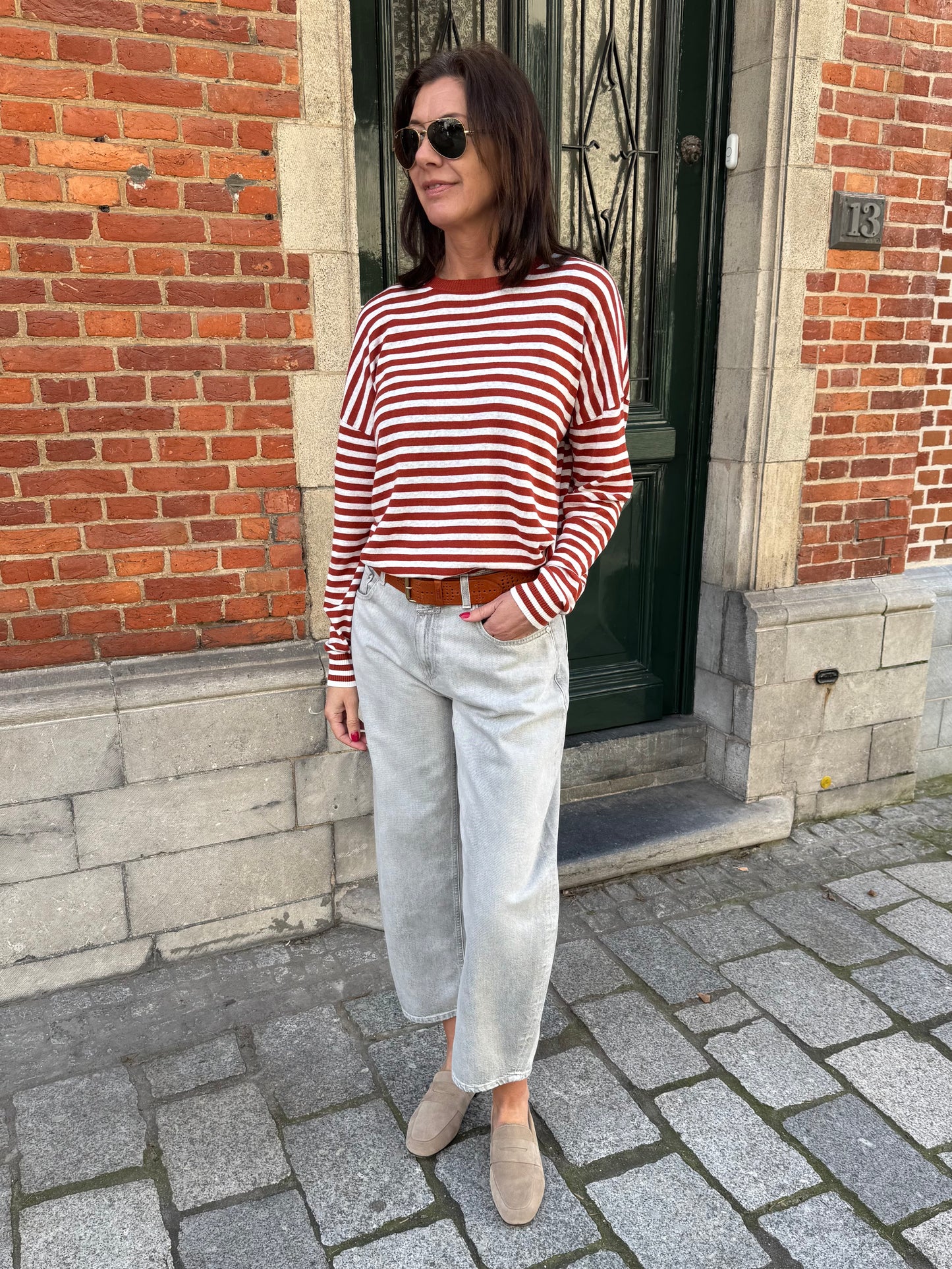 Closed T-Shirt Lange Mouwen Streep Brick Red