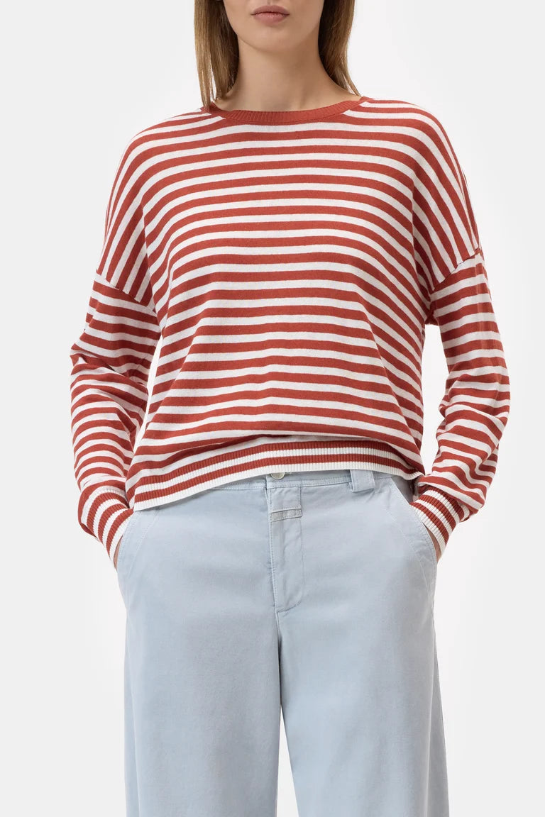 Closed T-Shirt Lange Mouwen Streep Brick Red