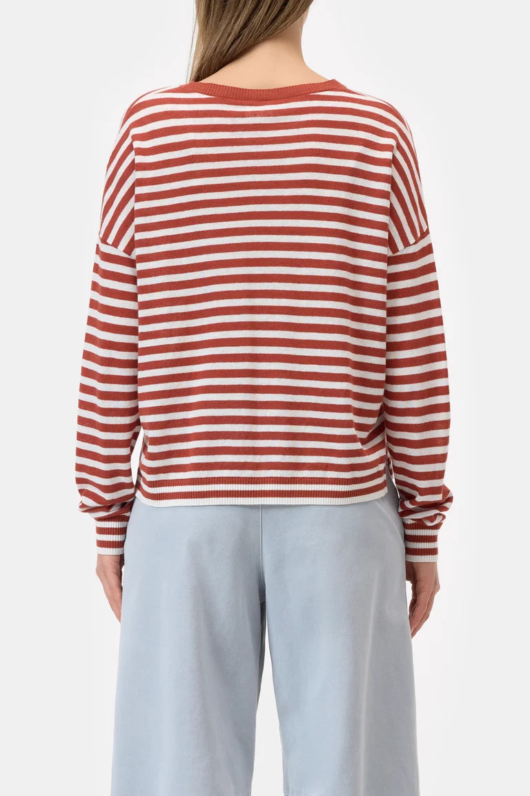 Closed T-Shirt Lange Mouwen Streep Brick Red