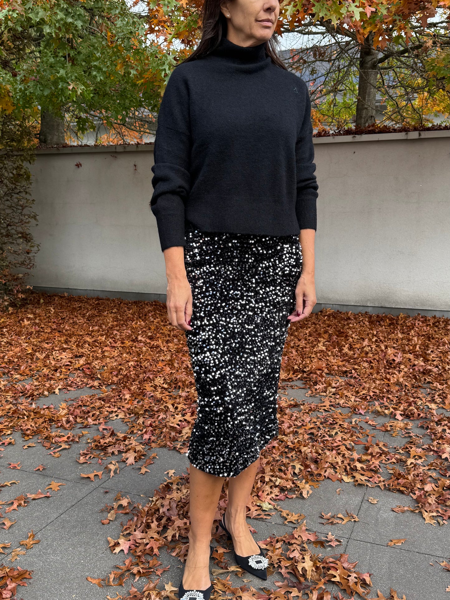 Coster Copenhagen Rok Pailletten Zwart/Zilver