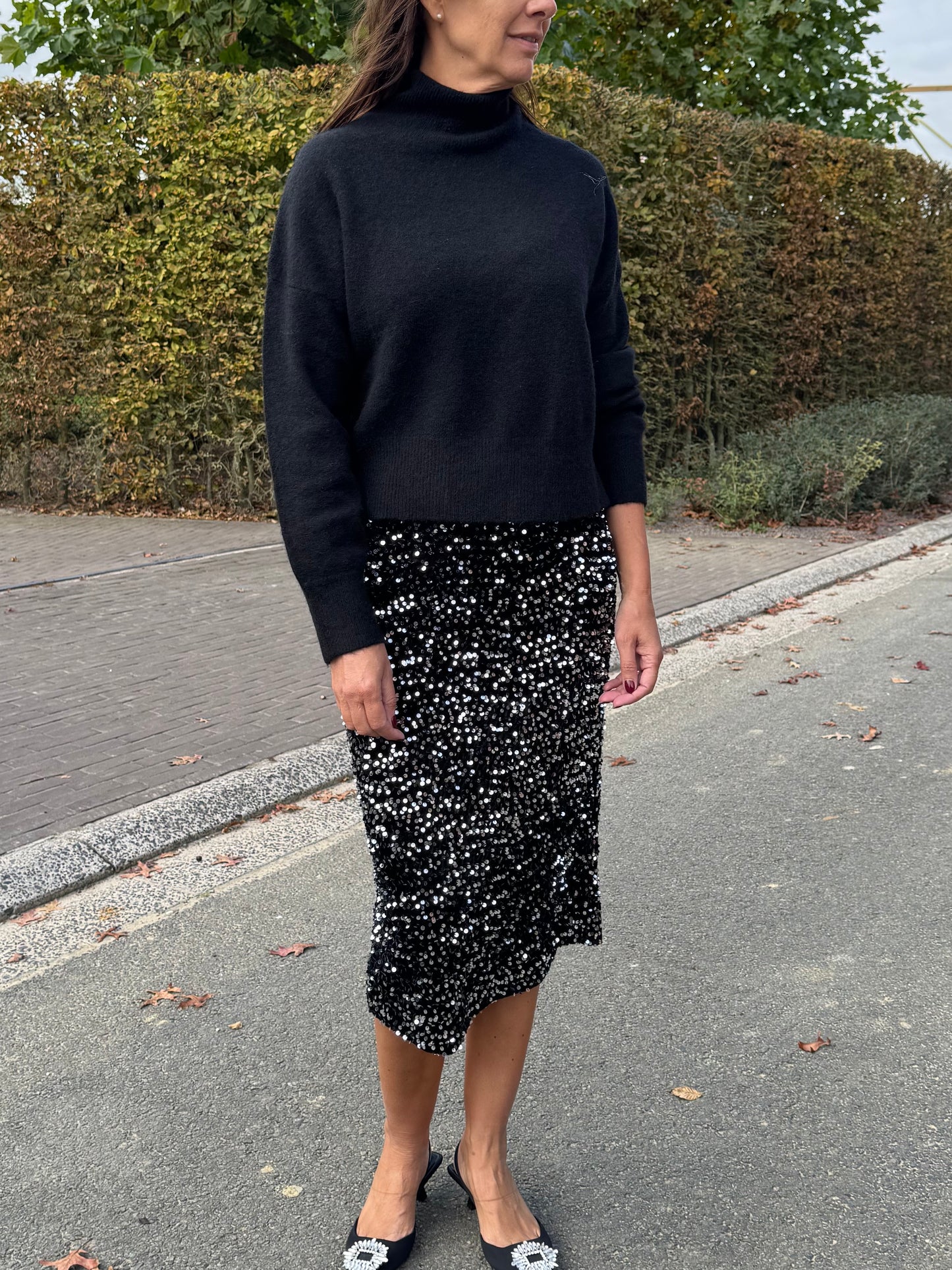 Coster Copenhagen Rok Pailletten Zwart/Zilver