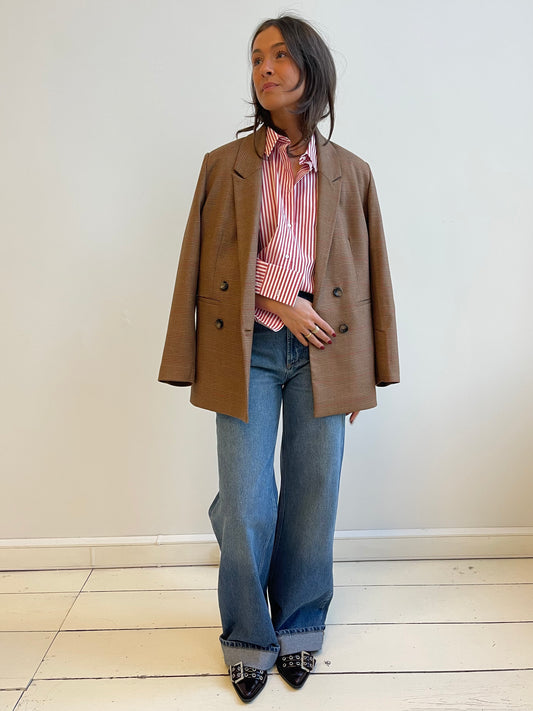 Liv The Label Blazer Indy Checked Camel Prince of Wales