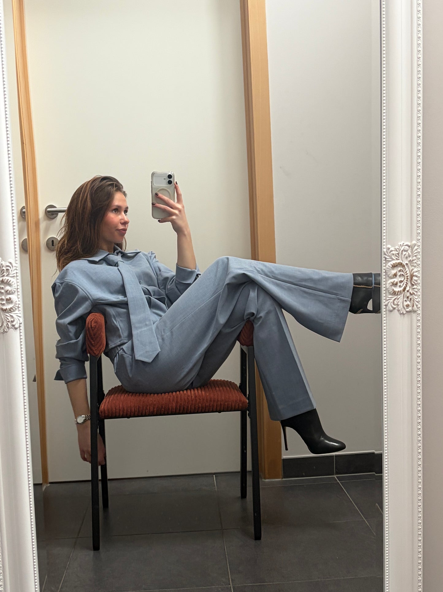 Minus Broek Welma Mid Waist Skyway Blue