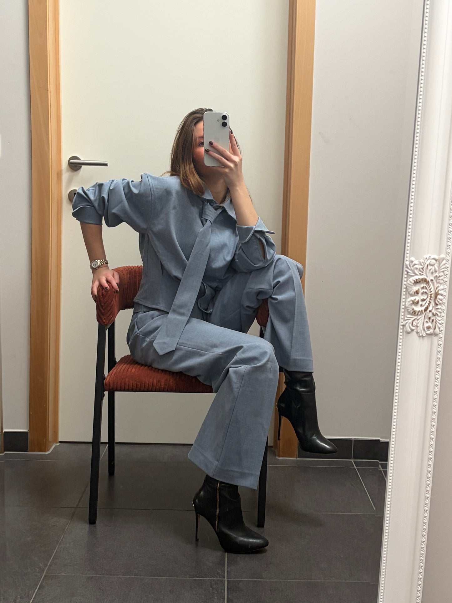 Minus Broek Welma Mid Waist Skyway Blue