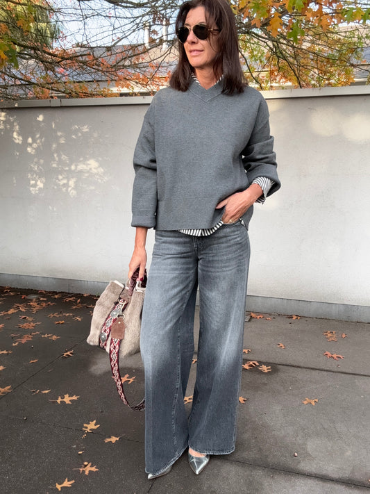 Samsoe Samsoe Pull Salula V-Nek Dark Grey