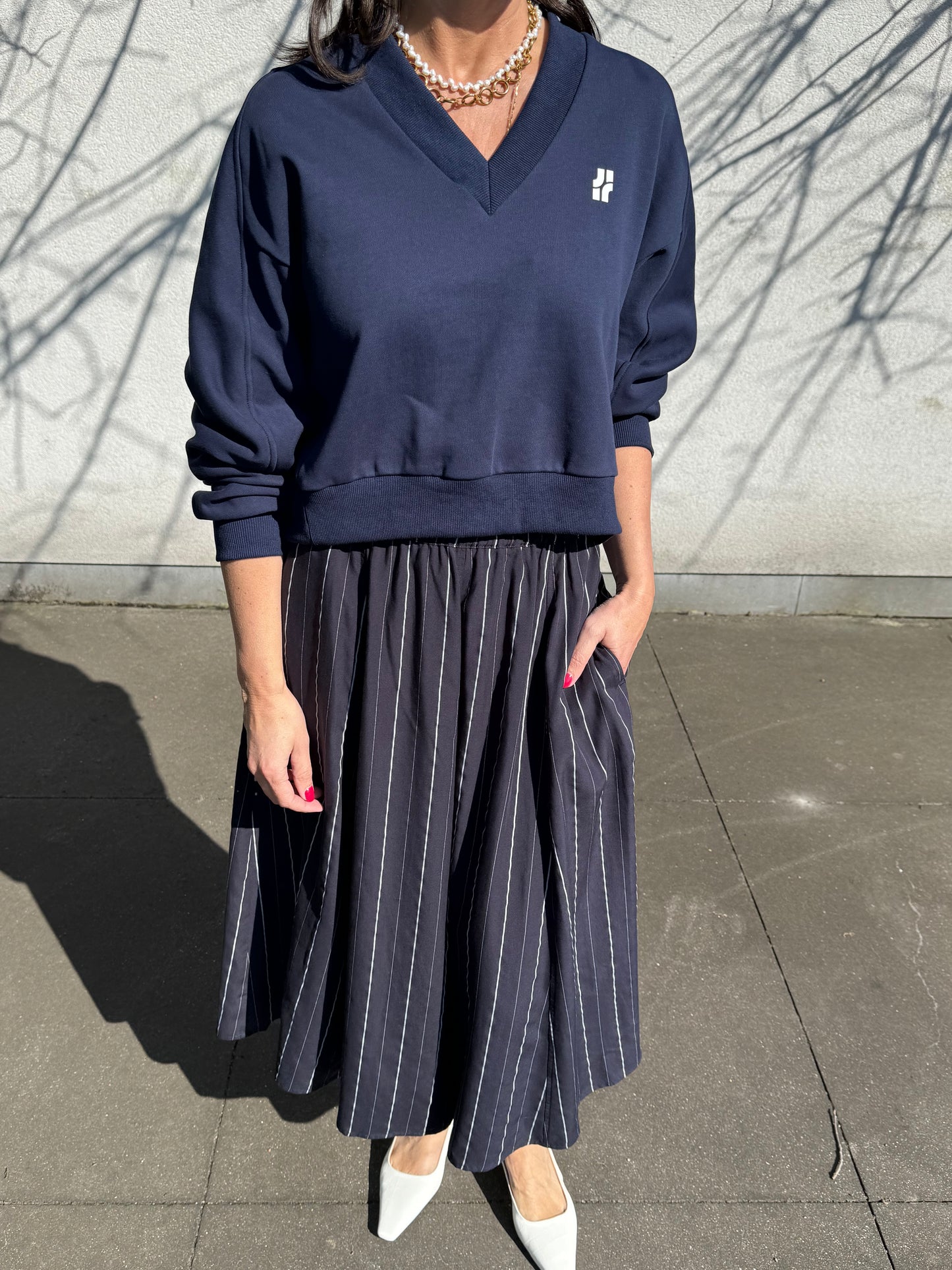 Rue de Tokyo Rok Pilar Striped Tencel Dark Navy Stripe