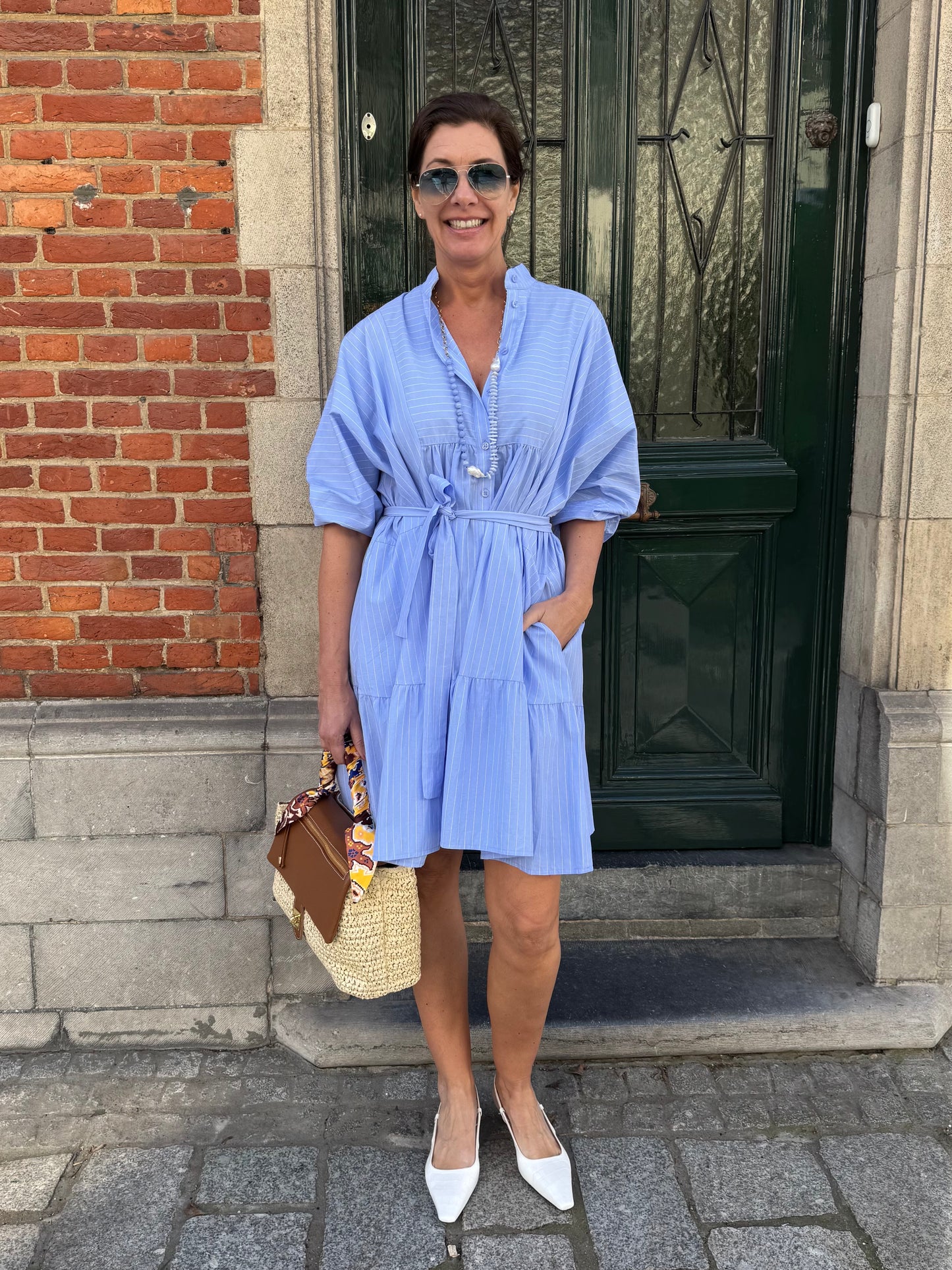 Minus Jurk Rikke Skyway Blue stripe