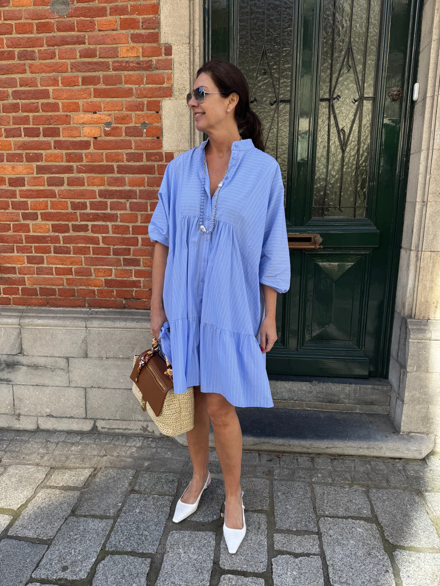 Minus Jurk Rikke Skyway Blue stripe