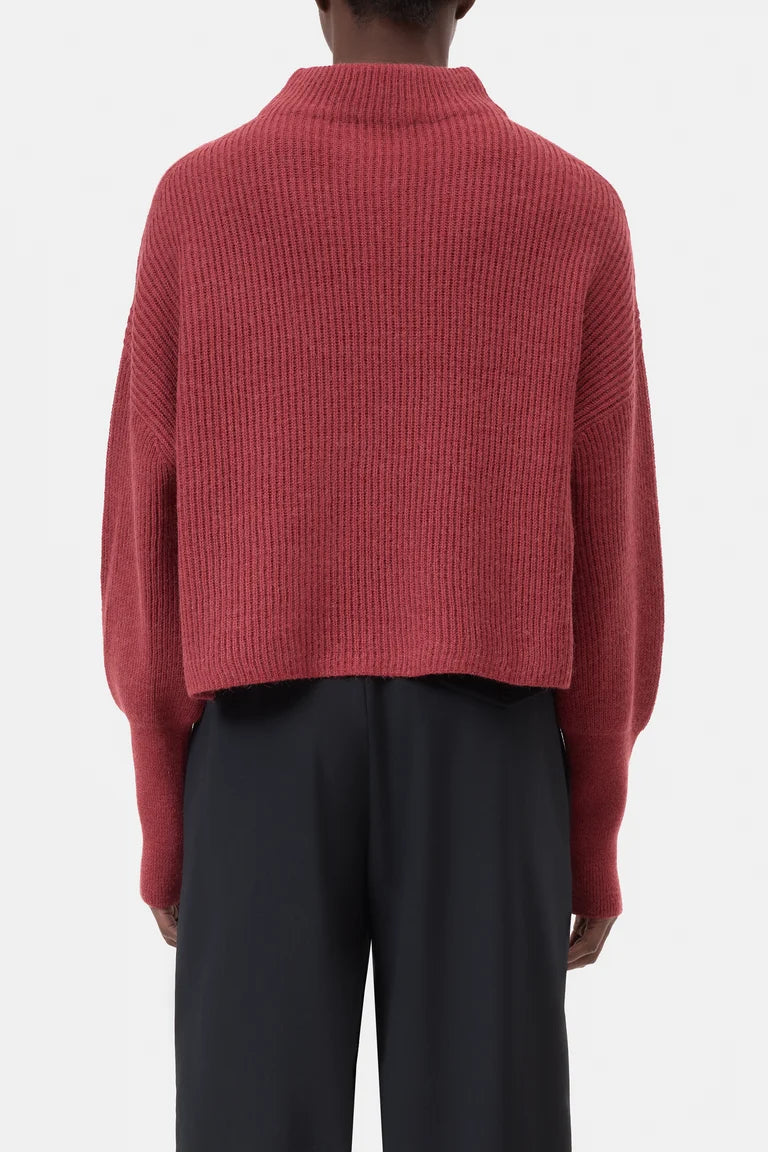 Closed Pull Opstaande Kraag Cherry Red