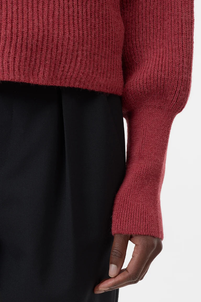 Closed Pull Opstaande Kraag Cherry Red