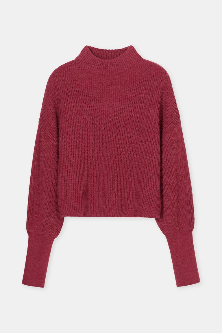 Closed Pull Opstaande Kraag Cherry Red