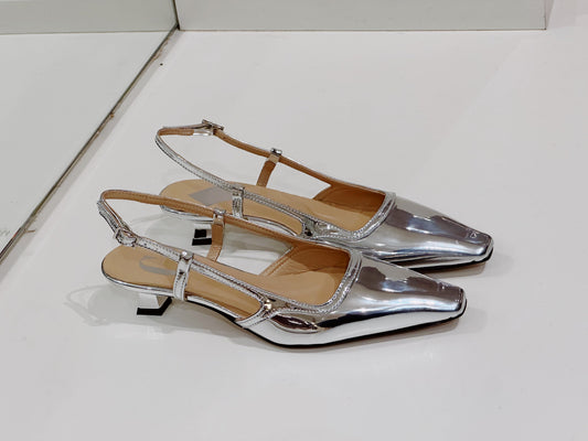 Cara Rosa Schoenen Sandaal Kitten Heel Laura Spiegelzilver