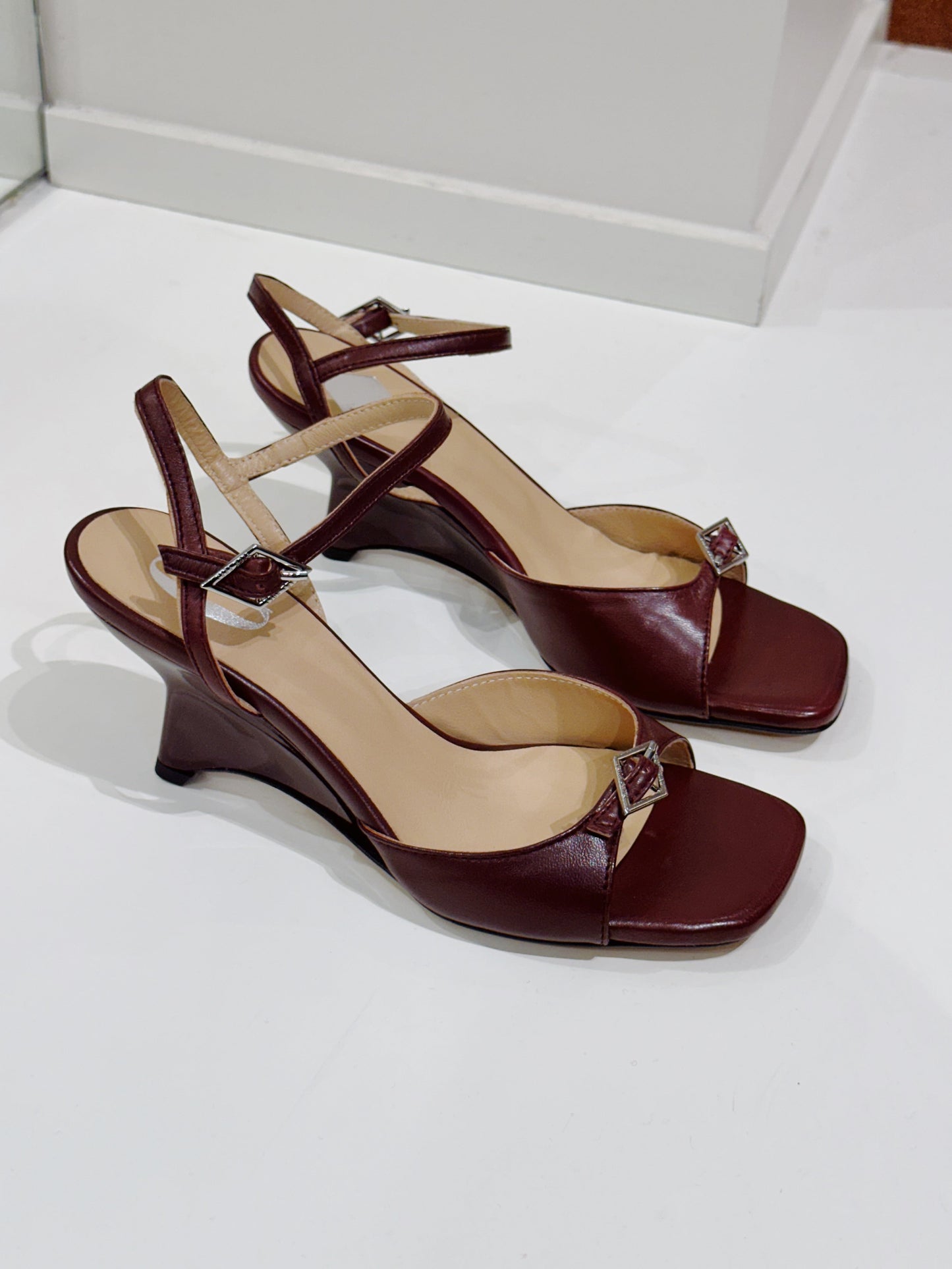 Cara Rosa Schoenen Sleehak Rosa Nappa Bordeaux
