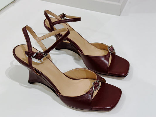 Cara Rosa Schoenen Sleehak Rosa Nappa Bordeaux