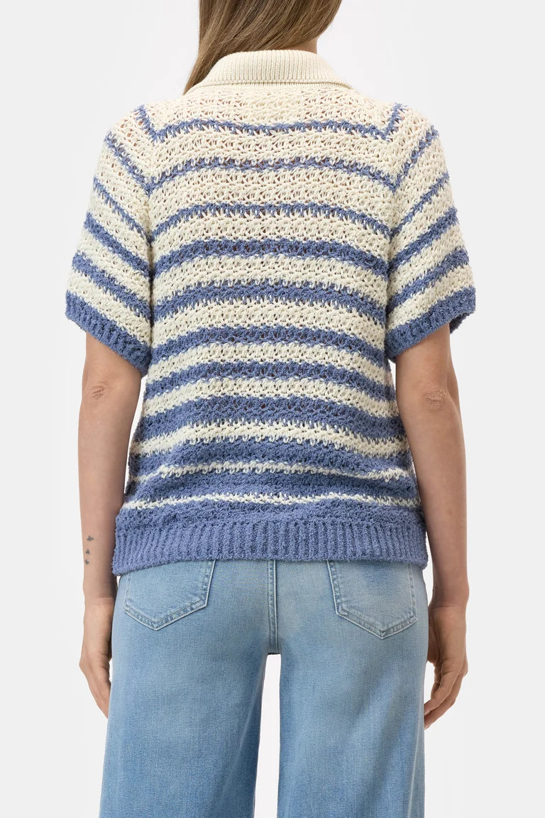 Closed Polo-Cardigan Gestreept Bio-Katoen Stone Blue