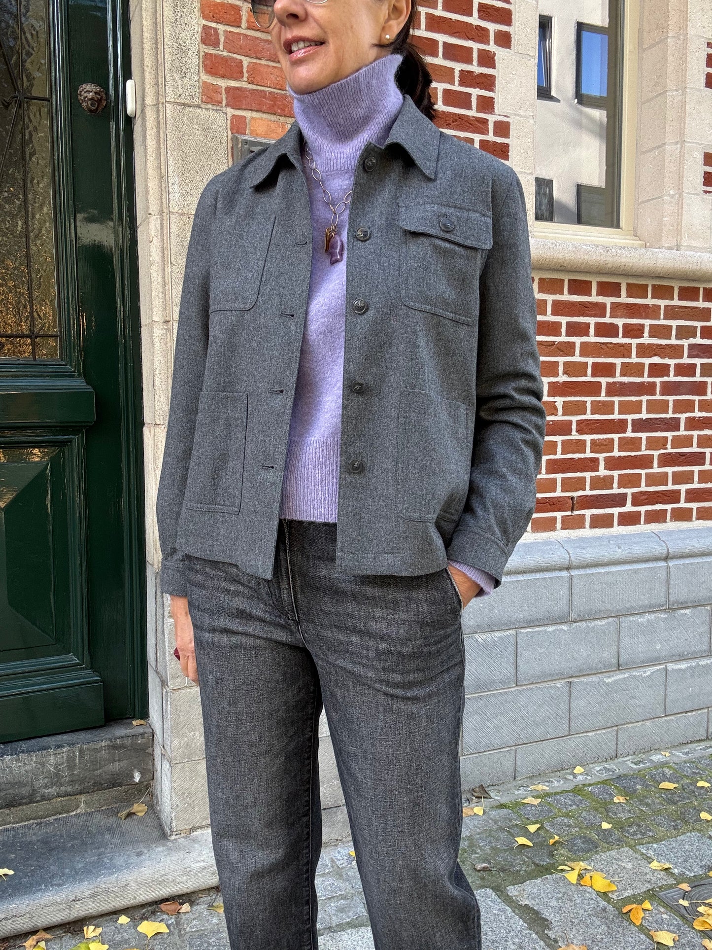 19.70Seventy Jas met Zakken Grijs Flanel