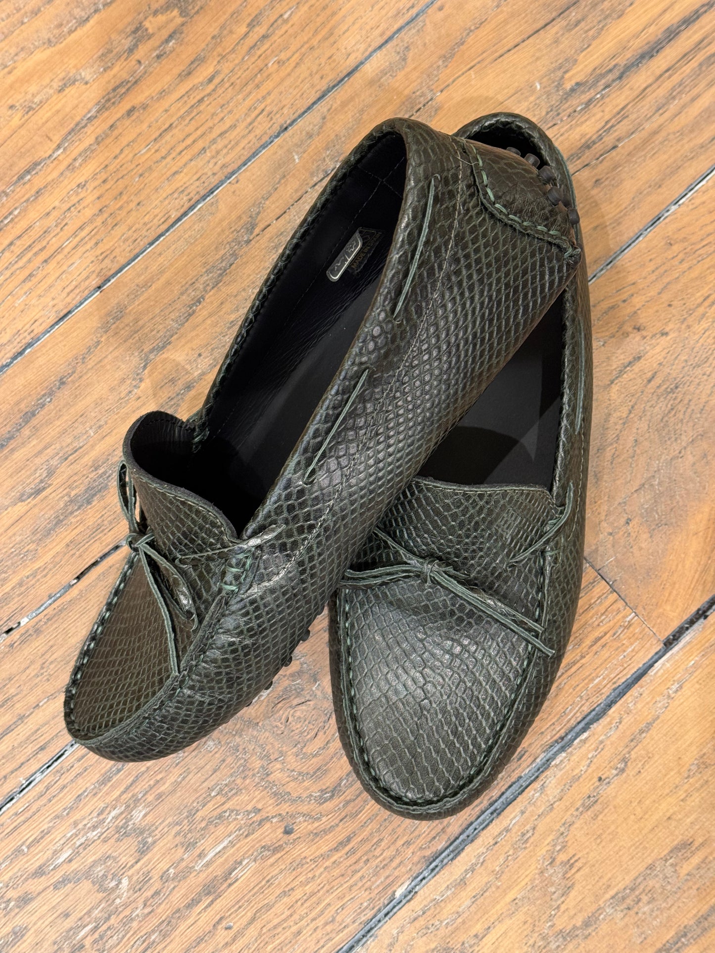 Cara Rosa Loafers Natalie Snake Green