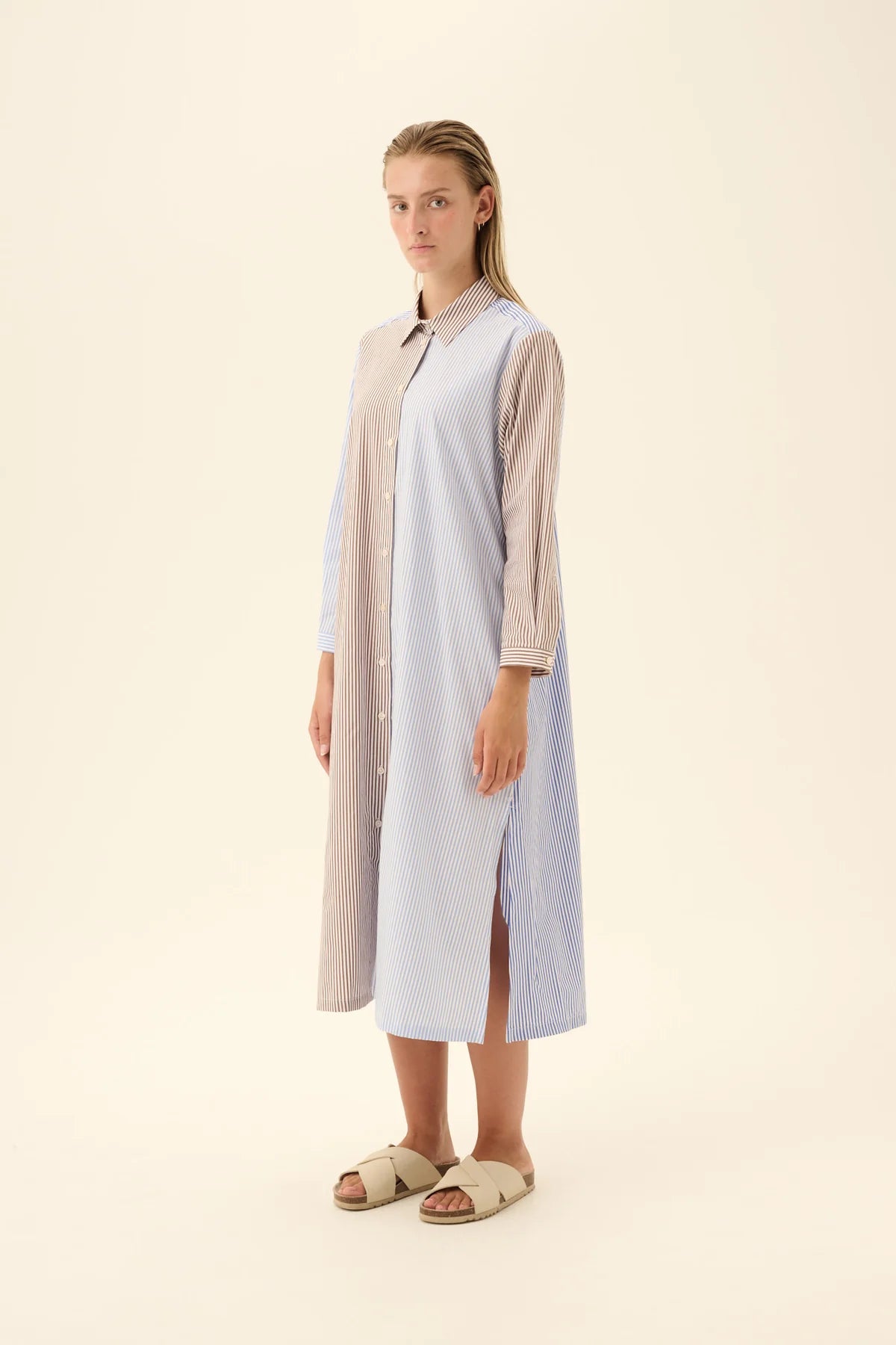 Rue de Tokyo Della Multistripe Brown/Light Blue/Blue/White Multistripe