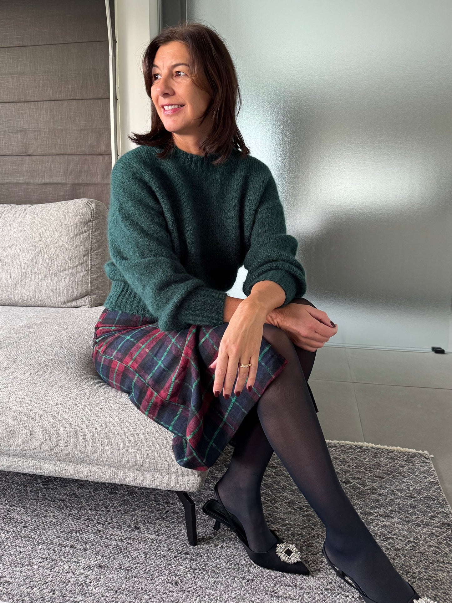 OUTLET Liv The Label Rok Midi Drew Burgundy/Blue Check