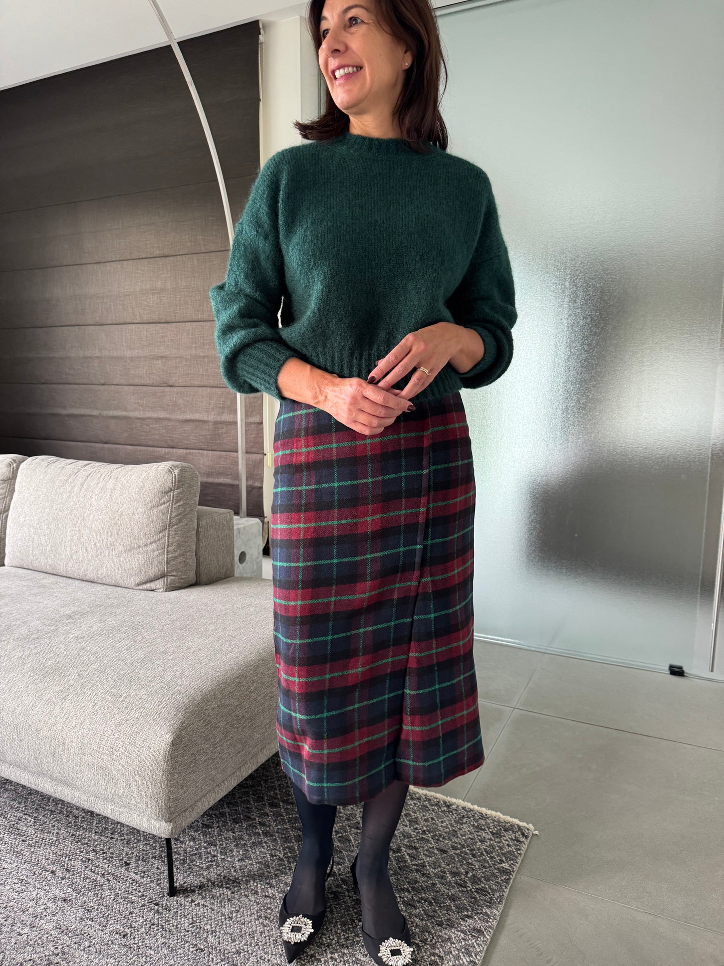 OUTLET Liv The Label Rok Midi Drew Burgundy/Blue Check