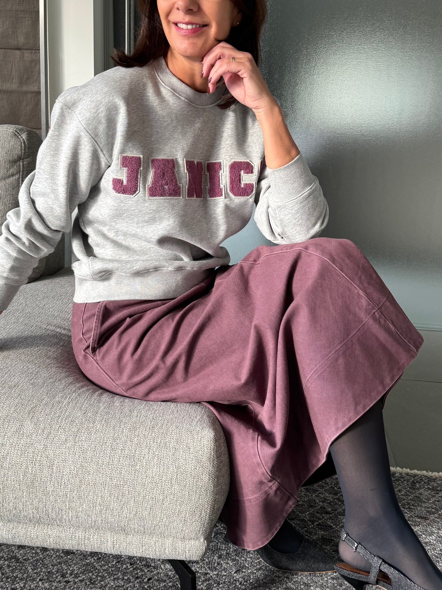 OUTLET Janice Sweater Andy Grey Aubergine