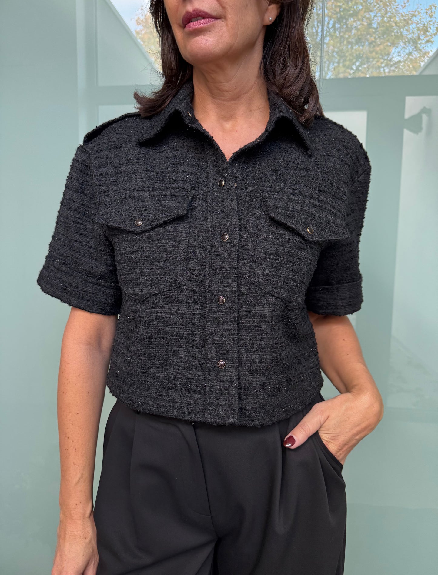 OUTLET Janice Bloes Spike Tweed Zwart