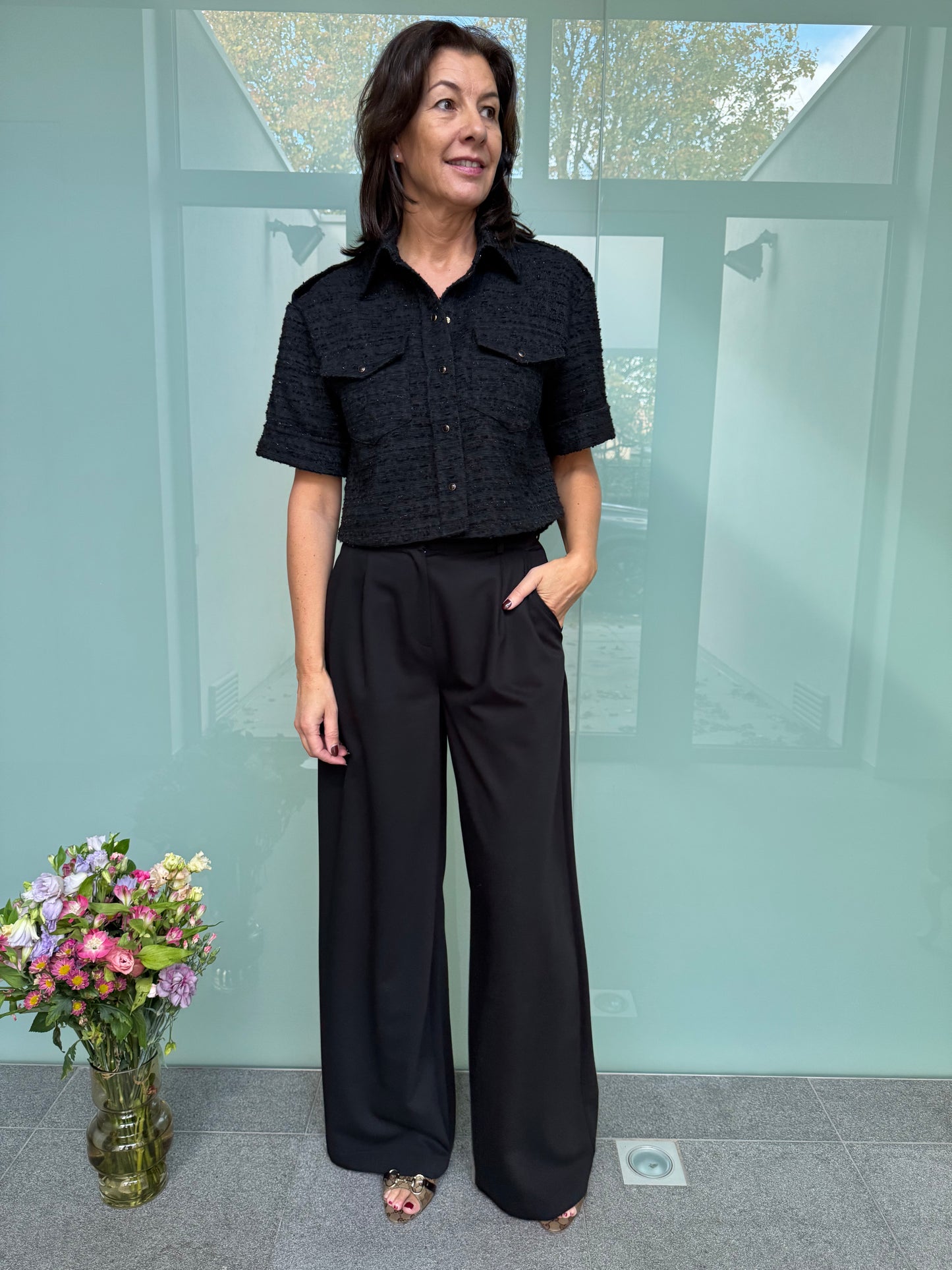 OUTLET Janice Bloes Spike Tweed Zwart