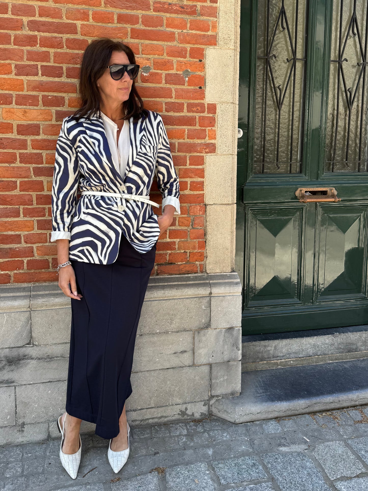 Reborn Blazer Astro Zebra Print Dark Blue