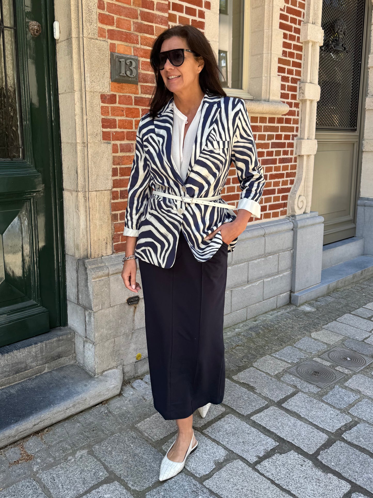 Reborn Blazer Astro Zebra Print Dark Blue