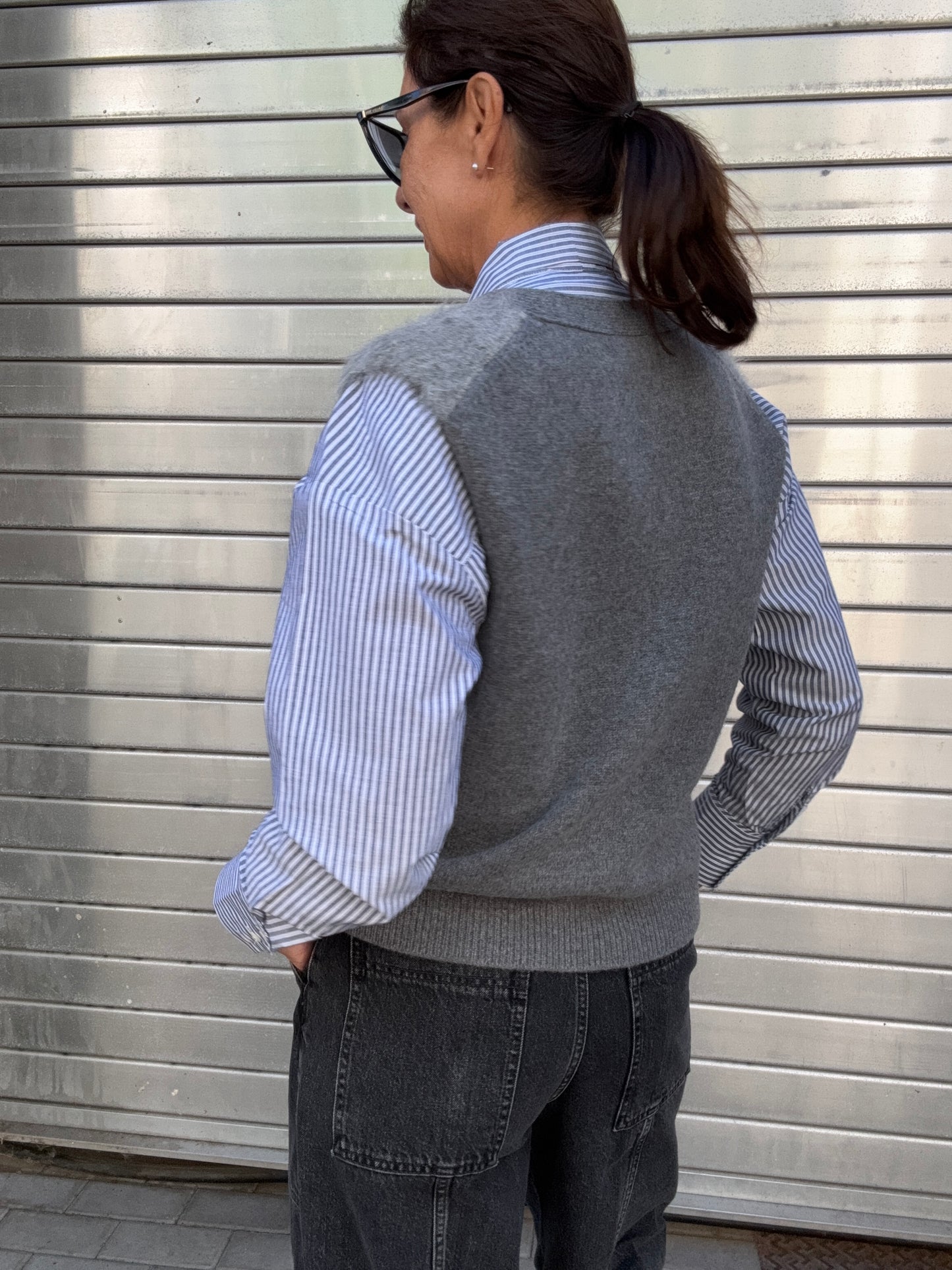 Zengghi Cardigan Mouwloos Alpacca Grey Melange