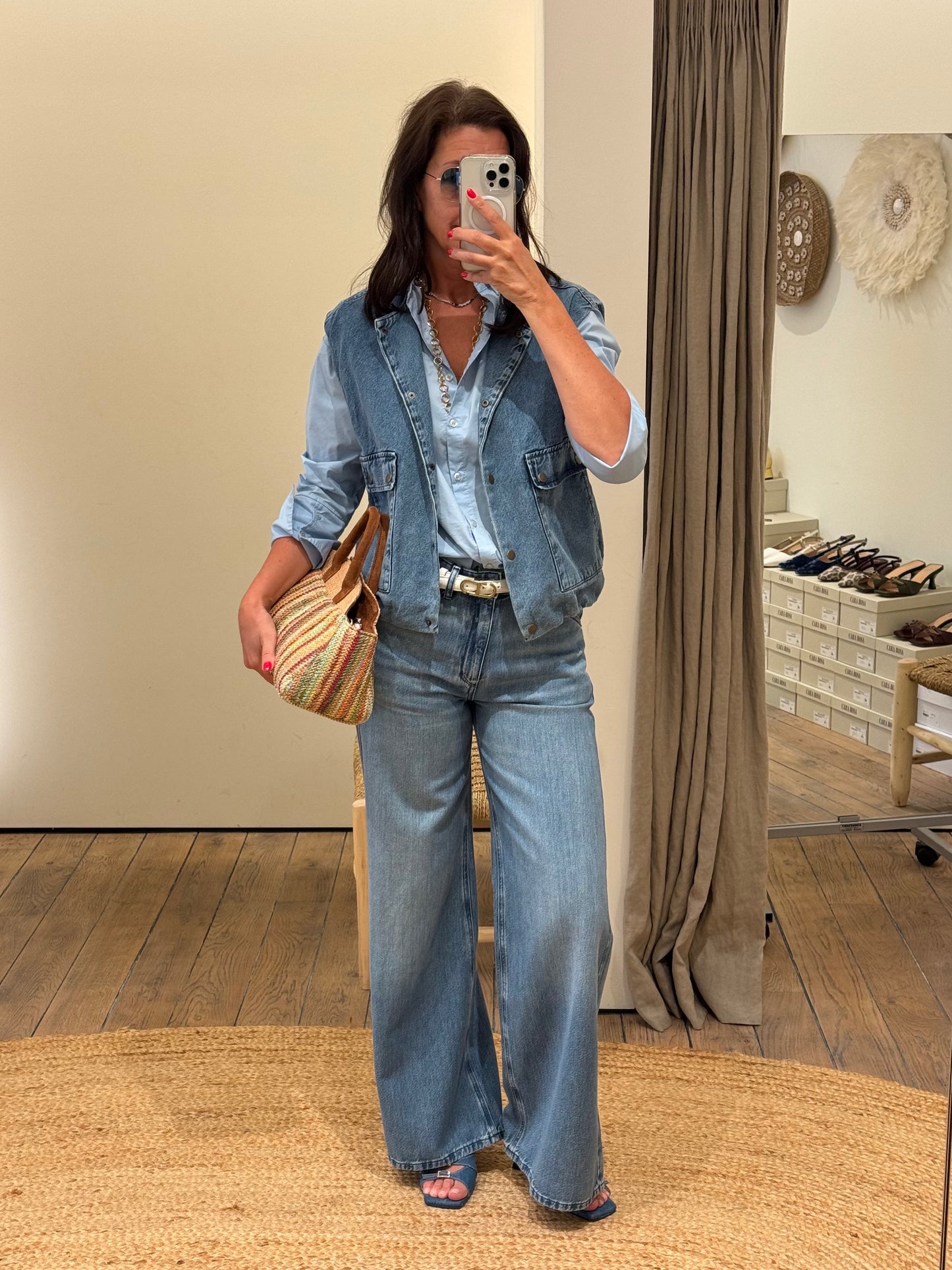 By-Bar Mouwloze Jas Maggie Mid Denim