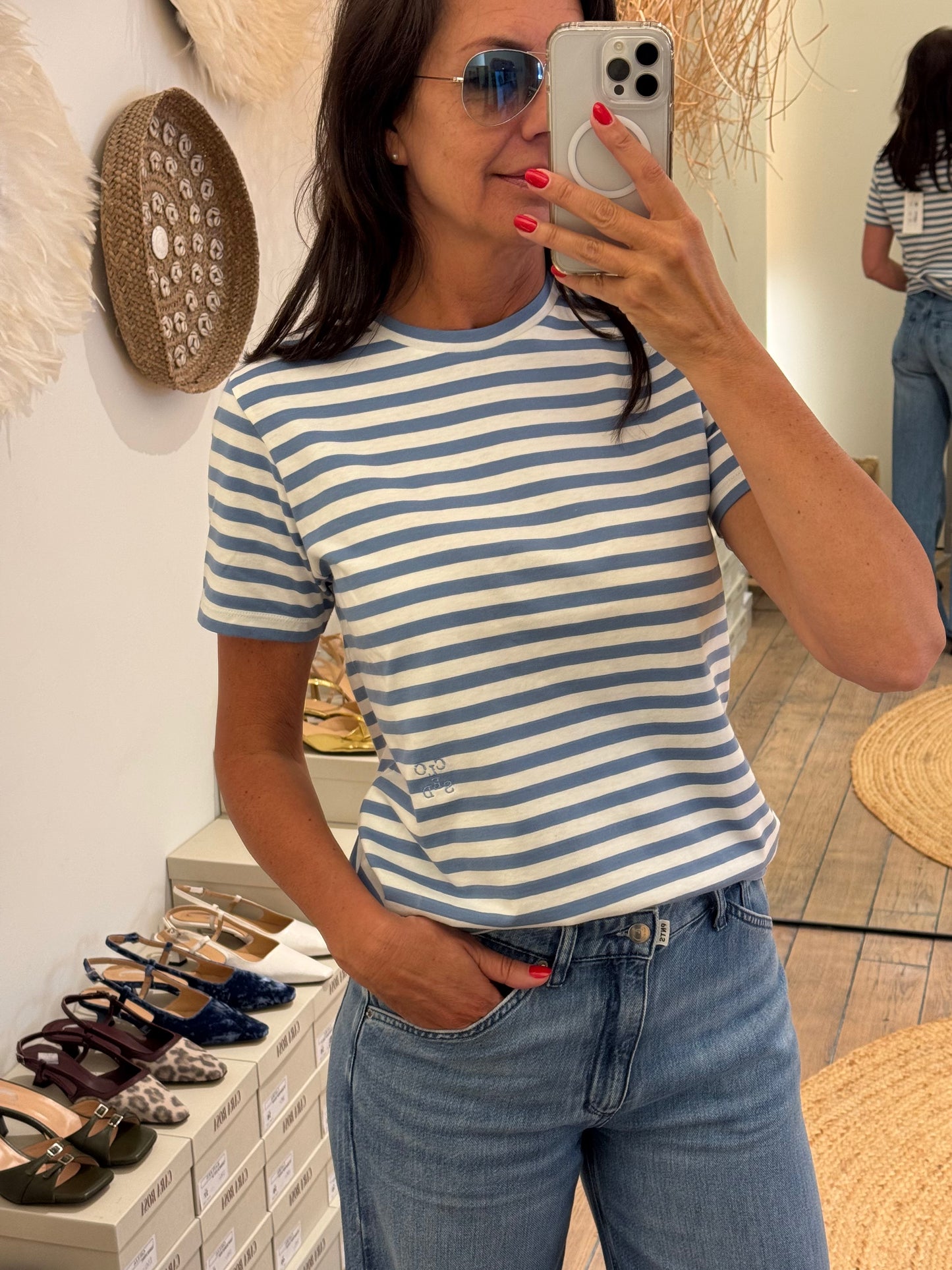 Closed T-Shirt met Strepen Stone Blue