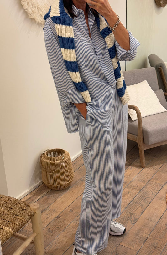 OUTLET The New Society Broek Niki Powder Blue Stripes
