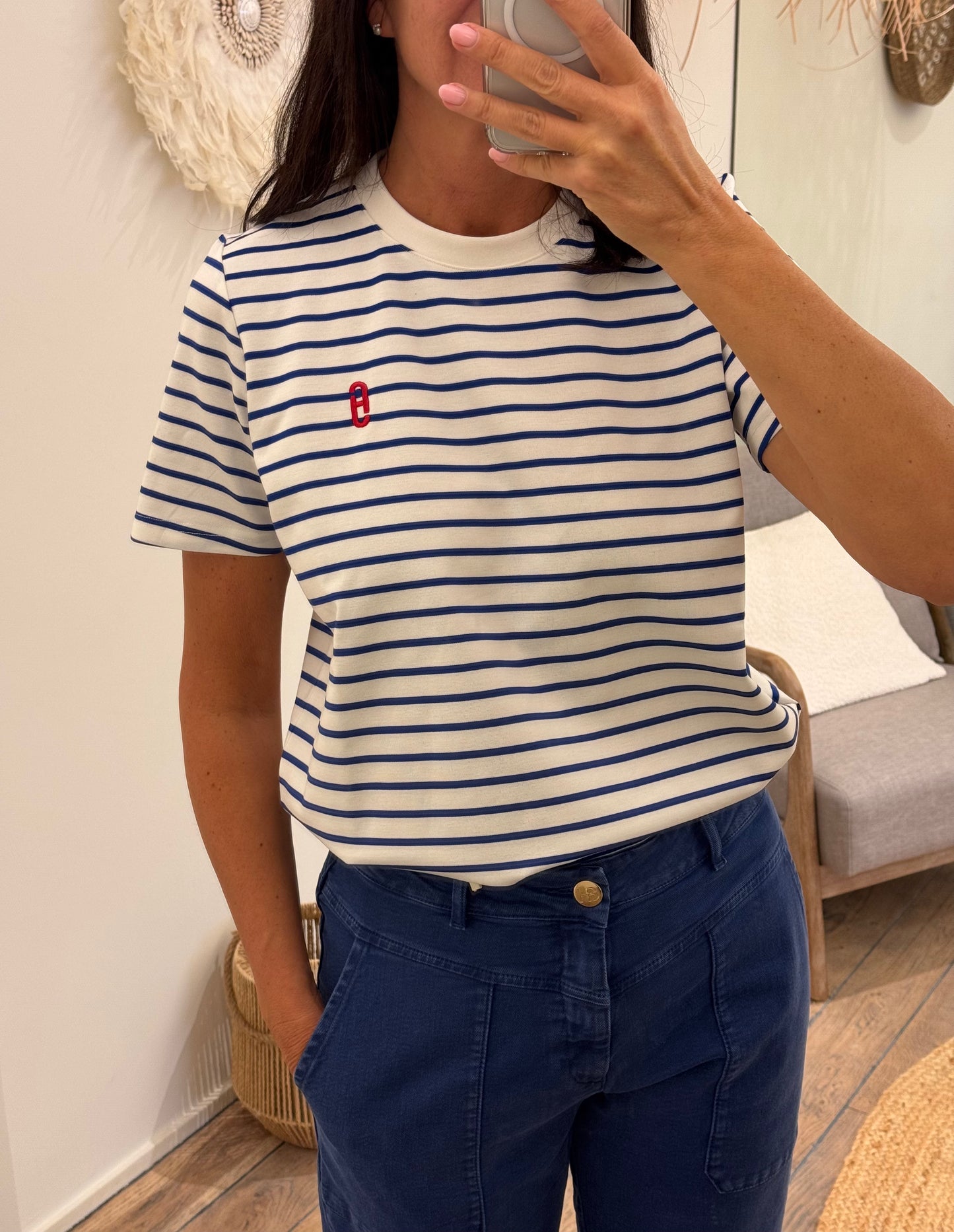 Janice T-shirt Rock Light Blue Stripe