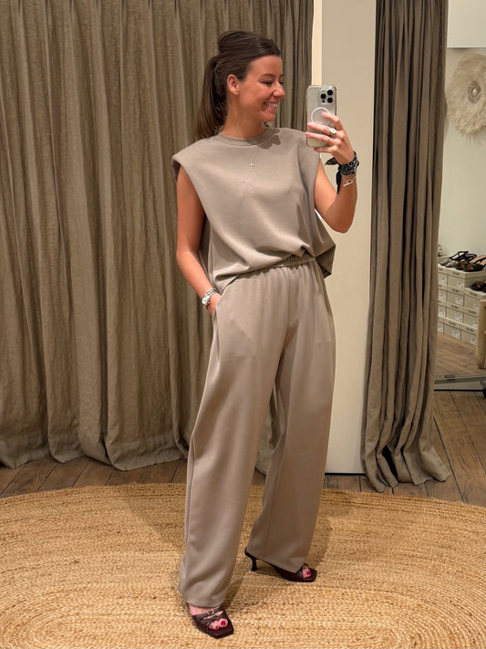 Eleh Top met Epauletten Grigio Fango