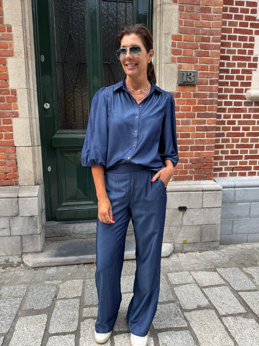Peppercorn Broek Bea Wide Denim Blue