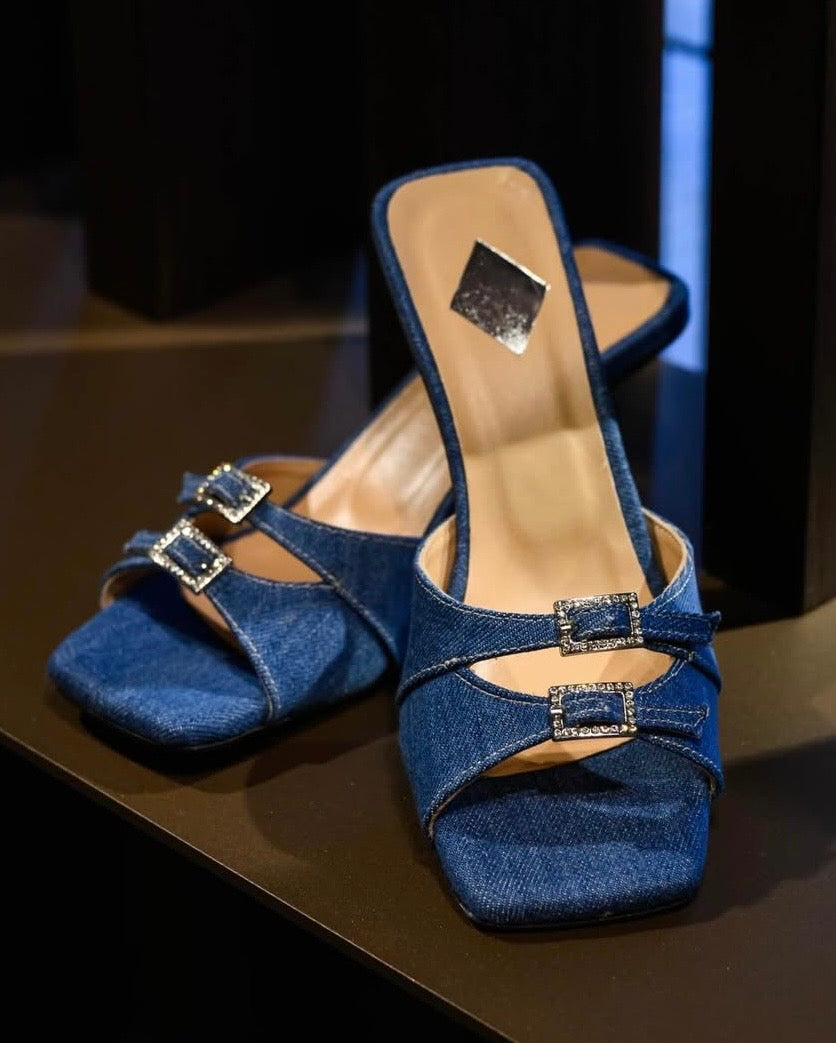 Cara Rosa Schoenen Sandaal Kitten Heel Roseanne Denim