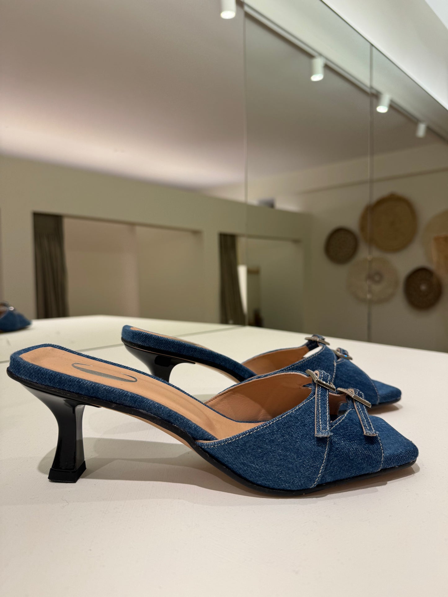Cara Rosa Schoenen Sandaal Kitten Heel Roseanne Denim