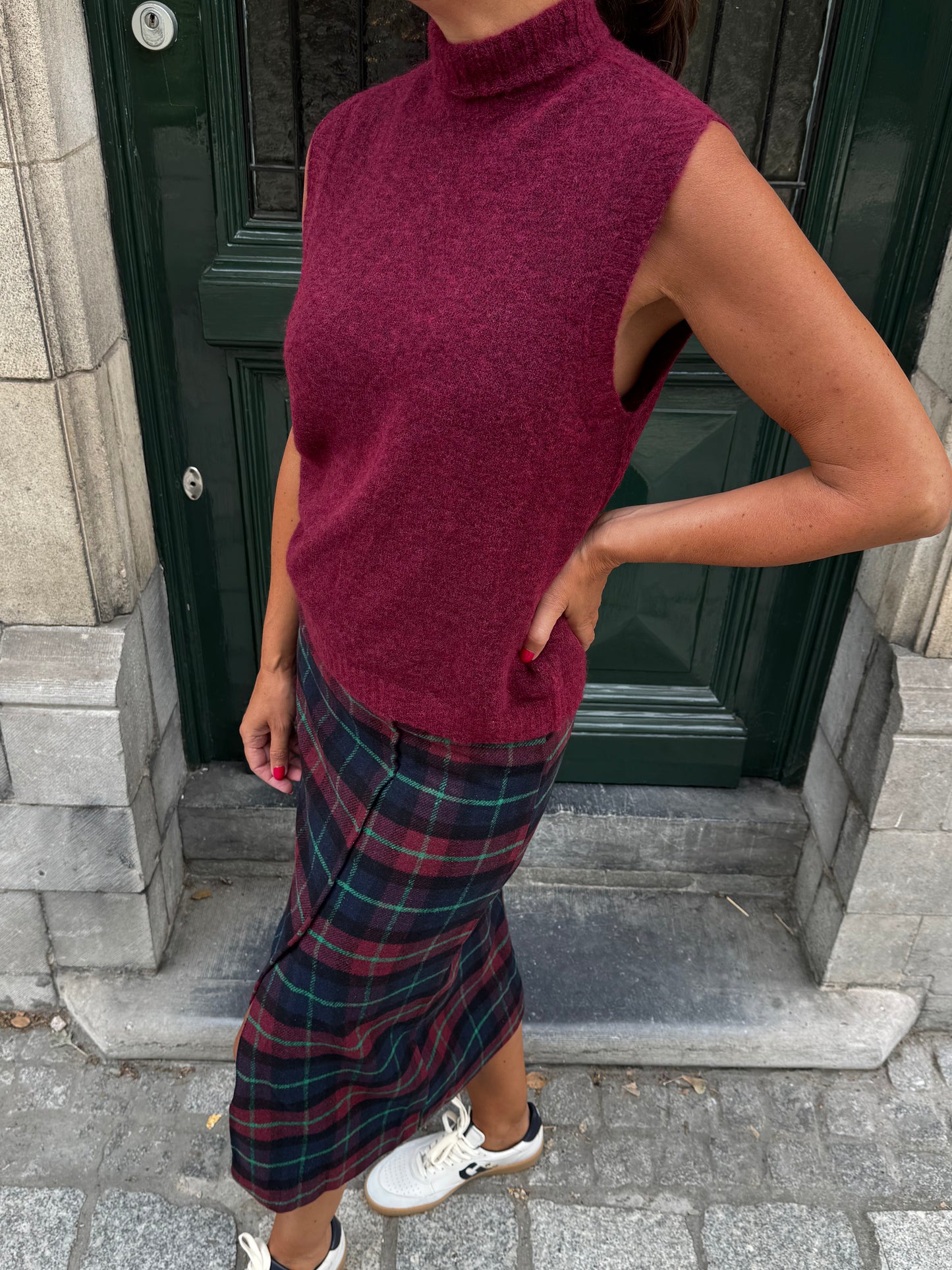 Liv The Label Rok Midi Drew Burgundy/Blue Check