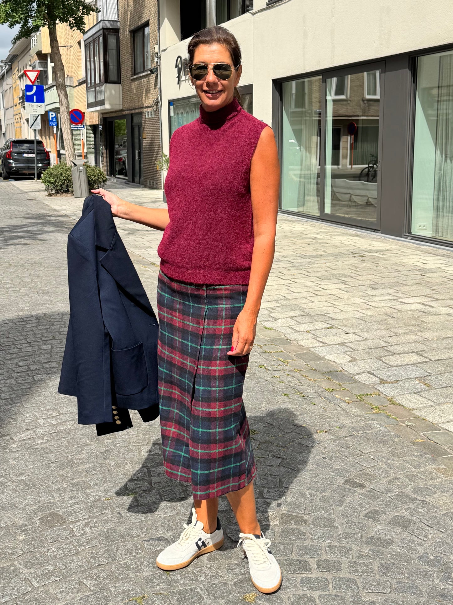 Liv The Label Rok Midi Drew Burgundy/Blue Check