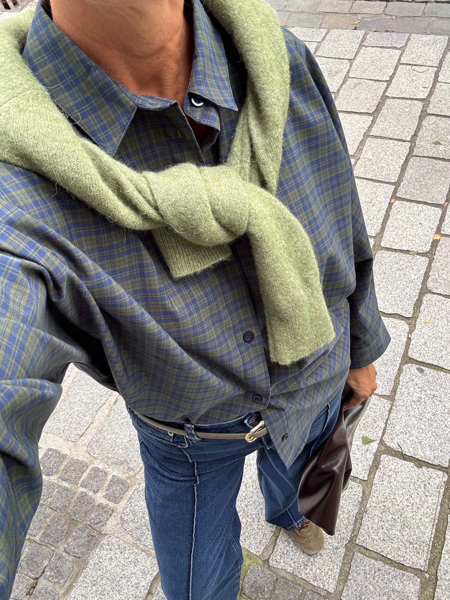 Liv The Label Bloes Oversized Miley Blue/Khaki Checked