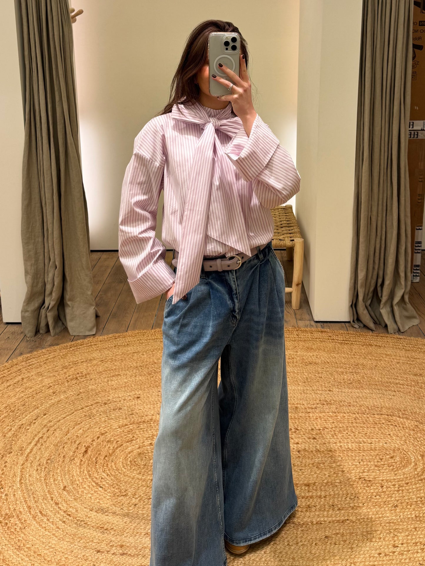 Minus Bloes Met Strik Skye Prism Pink Stripe