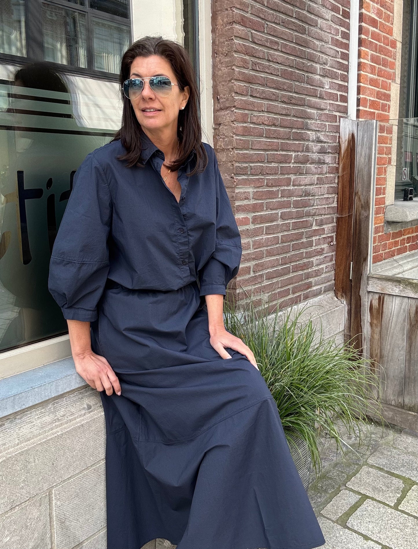 Rue de Tokyo Bloes Sylvie Popeline Dark Navy