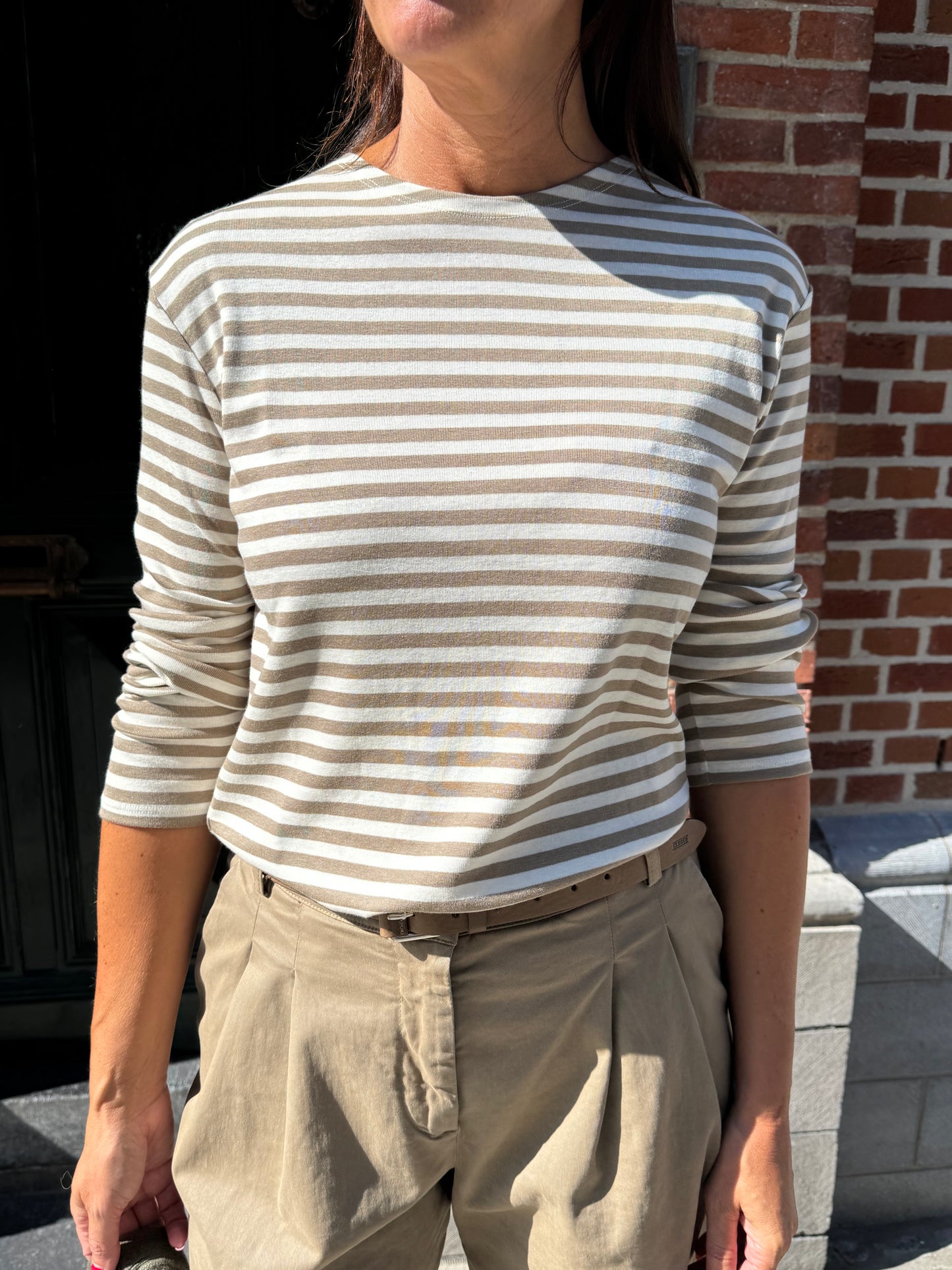 Closed T-Shirt Longsleeve Streep Clay Beige
