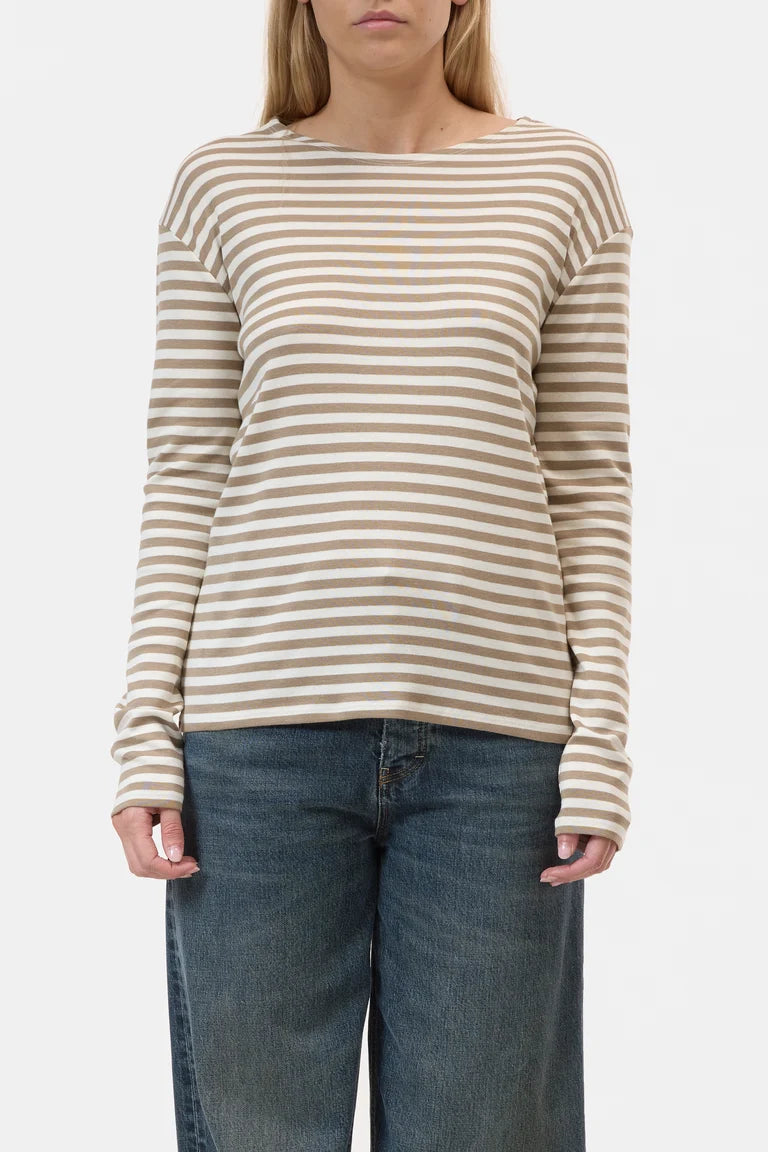 Closed T-Shirt Longsleeve Streep Clay Beige